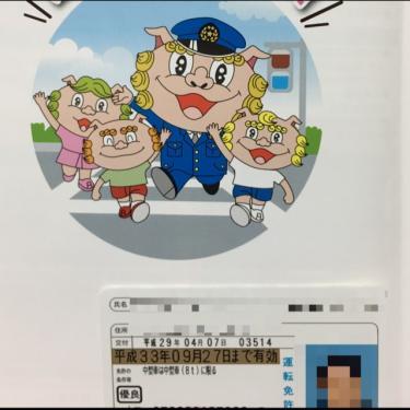 沖縄県警のマスコットと更新された免許証w