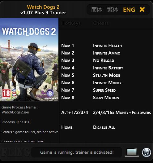 Watch Dogs 2 - ウォッチドッグス2 | チート置き場 Gametrainers