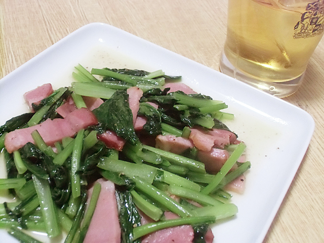 小松菜と炒めました