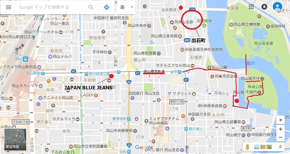 岡山城　地図