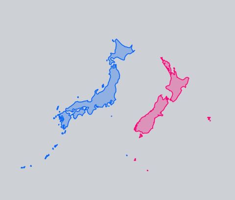 海外「まるでカップルみたい」　日本とニュージーランドの国土を並べてみた　海外の反応